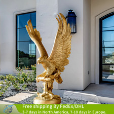 80cm Bronze Eagle Statue Spread Wings Eagle Sculpture Casting Home Garden Decor