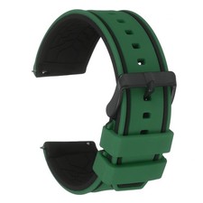 Silicone Watch Bands 24mm Soft Watch Band with Frosted Buckle, Green Black