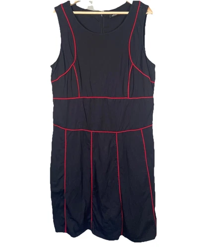 VETEMENTS Abito Eshakti 18W nero rosso impreziosito midi retrò mod rockabilly fit svasato