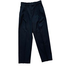 H M Black Straight Leg Pleated Dress Pants, High Waist, Career, Minimalist, 6
