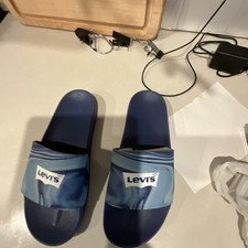 Levi's Men's Slide Sandals Blue Logo Graphic Rubber Upper Slip-On Size 11