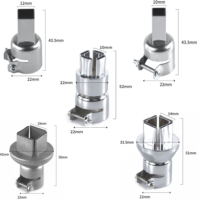 5-Piece Square Nozzle Set for BGA For Rework Tools 10 12 14 19mm Metal ...