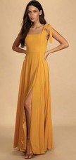 NWT Lulus Love Me Forever Mustard Yellow Tie-Strap Square Neck Maxi Dress Sz L 