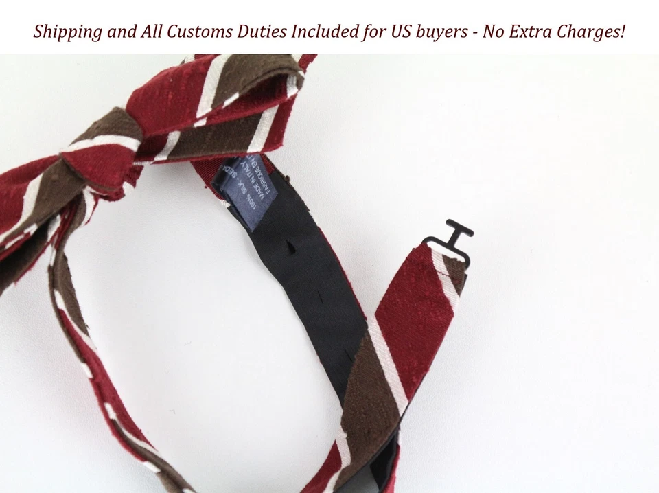 Pajarita de seda a rayas marrón rojo blanco SUITSUPPLY para hombre ~46 cm clásica mariposa Foto 3 de 4