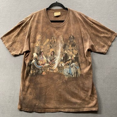 T-shirt Vintage Graphique Native American - Homme, Coton, Fabriqué En Italie, Années 90