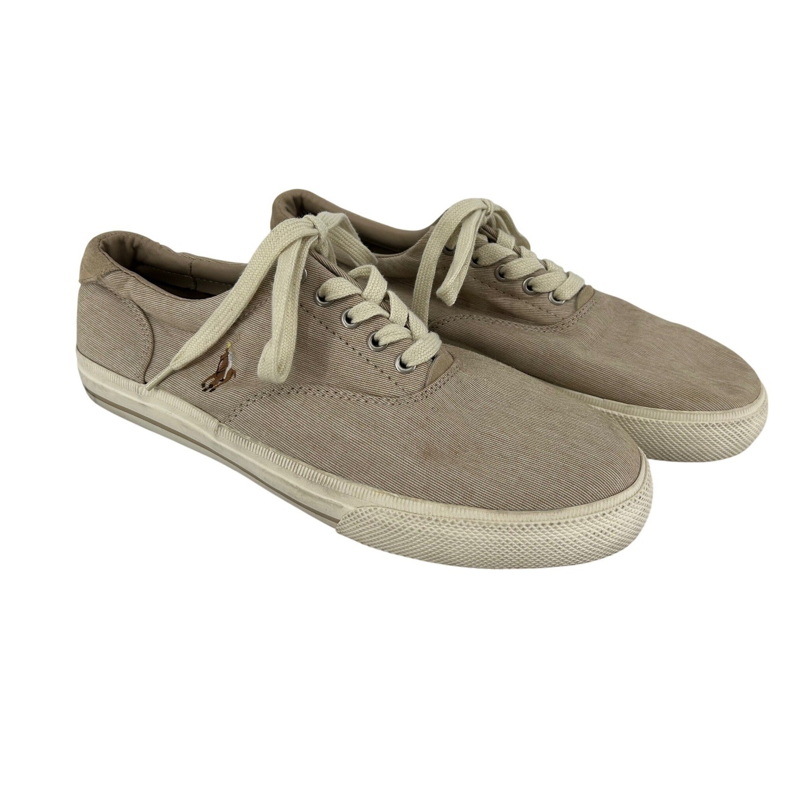 Polo Ralph Lauren Vaughn Low Mens Sneakers Tan Khaki Canvas Shoes 816154625001