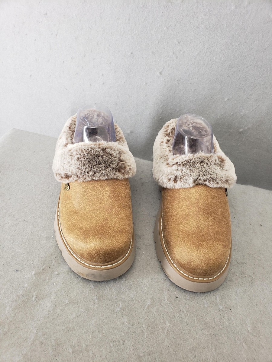 BOBS from Skechers Women Slipers Faux Fur Slip On Memory Foam