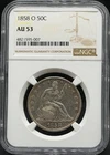 1858-O 50c Seated Liberty Half Dollar NGC AU53 Nice Original Type Coin