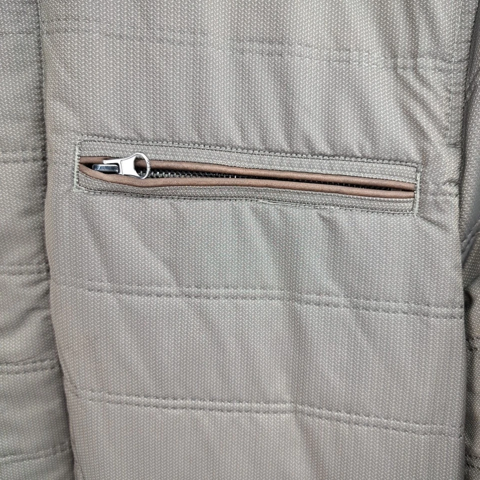 Chaqueta acolchada Johnston And Murphy para hombre beige tostado cremallera frontal cuello alto Foto 2 de 4