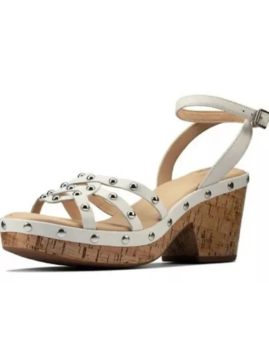 Sandali Clarks Maritsa70 Sun White Interest pelle sughero plateau UK 6 5 D 40