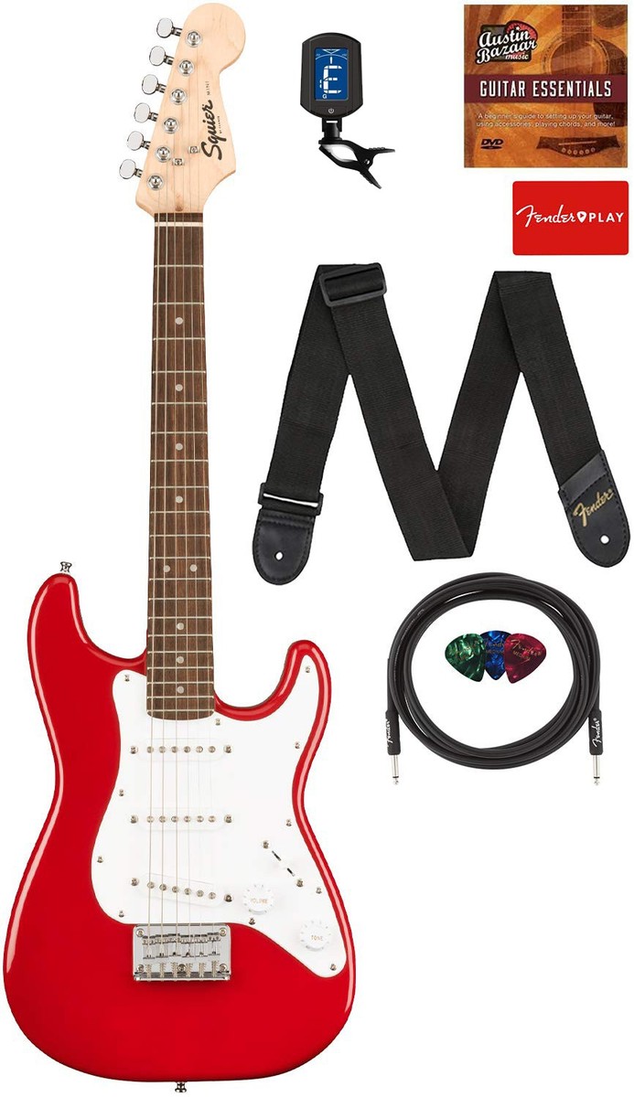 Fender Squier 3/4-Size Kids Mini Strat - Dakota Red w/ Cable | eBay