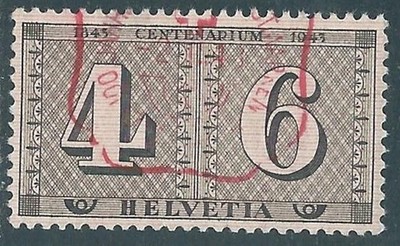 1943 SCHWEIZ GEBRAUCHT HUNDERTJAHRFEIER ERSTE BRIEFMARKE - US3-10