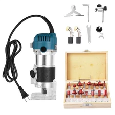40000RPM 800W 110V Wood Router Tool Compact Trim Router with 15 Wood Router Bits