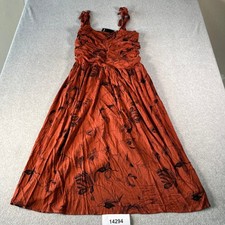 NWT Torrid Tea Length Dress Womens 1X Russet Orange Floral Smocked Spaghetti
