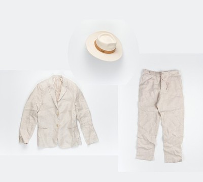 Dal Lago Linen Blazer 17/170 set with Zara Linen Pants S Plus Hurley Hat BUNDLE!