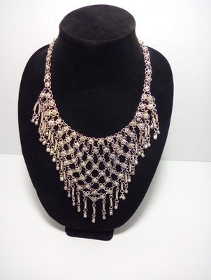Vintage Tribal Gypsy Bib Style Floral Dancing Bells Necklace