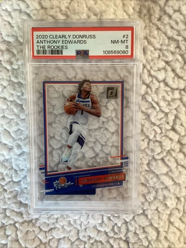 ANTHONY EDWARDS  2020 Panini Clearly Donruss The Rookies #2  PSA 8  NM/MT