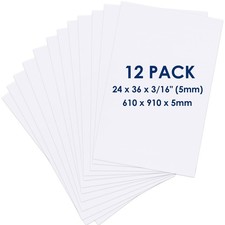 Foam Board 24 x 36 x 3/16" 5mm - 12 Pack - White Poster Board, Acid Free, D...