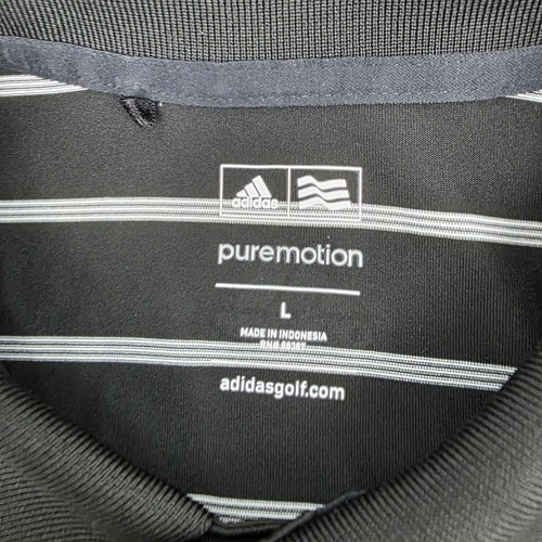 Adidas PureMotion Men's Polo Shirt Black White Striped PGA 2015 US OPEN Sz L - Picture 5 of 9