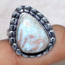 925 Silver Plated Larimar Ring US 9 Summer Collection Fresh Stock Deal MJ
