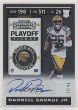 2019 Contenders Rookie Variation Playoff Ticket 9/49 Darnell Savage Jr Auto 0c6
