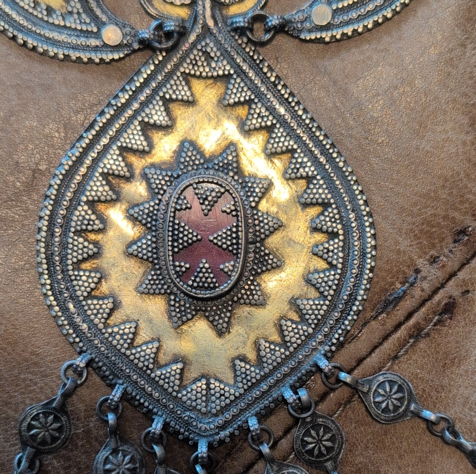 Middle Eastern Ethnic Statement Necklace Geometri… - image 4