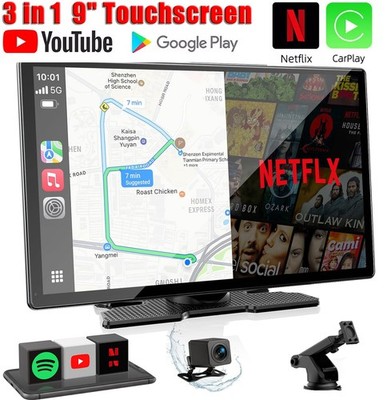 Volam 9''Netflix Carplay mit YouTube Wireless CarPlay Android Auto+Rückfahrkamera