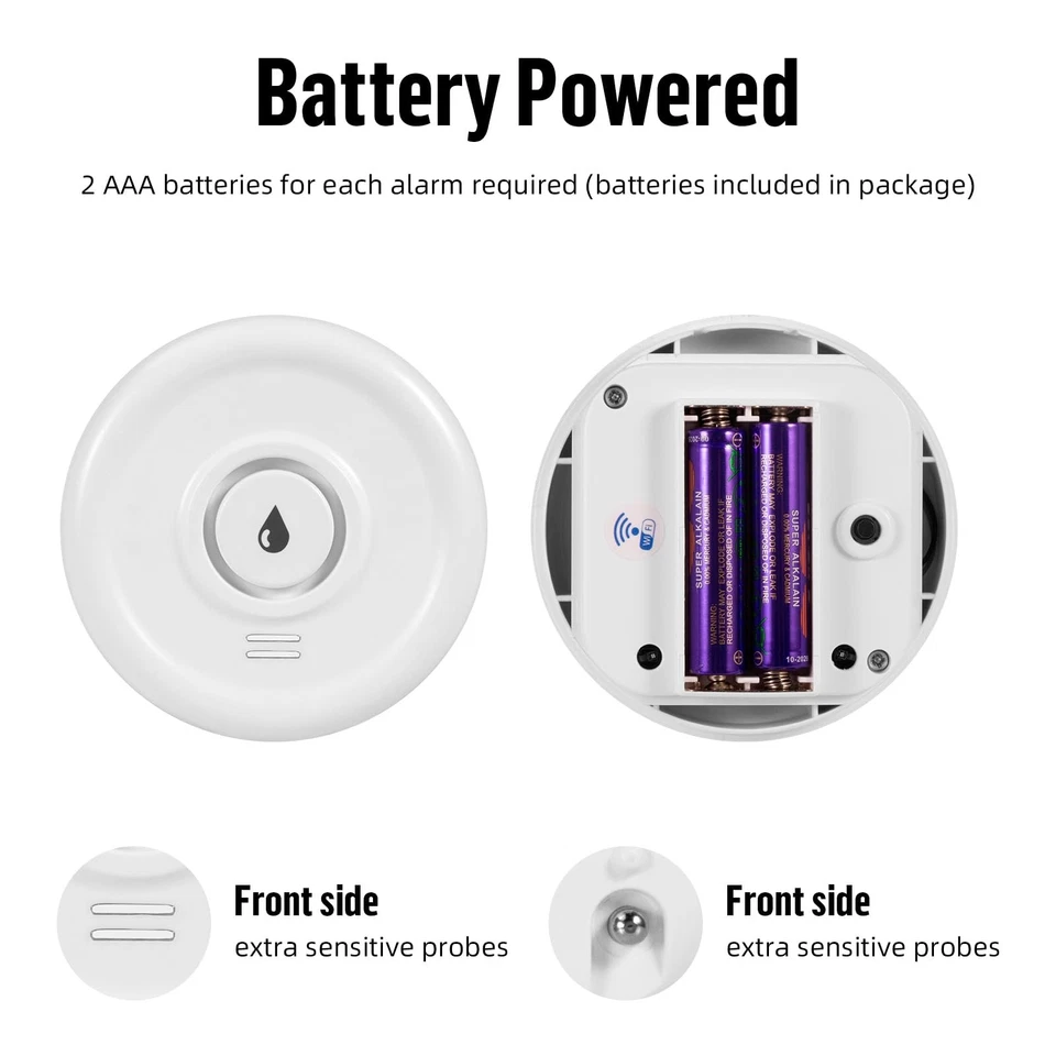 Water Leak Detector WiFi 3 Pack Water Sensor Smart Water Detector 100dB Water - Image 3 of 4