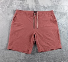 Faherty All Day Shorts Men 36 Red Pink Drawstring Stretch 9" Inseam Casual Chino