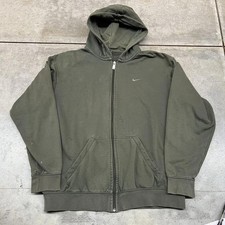 vintage nike olive green small swoosh zip up hoodie size xl