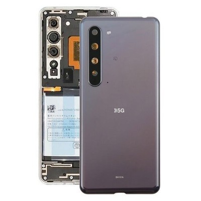 Original Battery Cover Rear Glass Back Door Housing (Black) For Sharp Aquos R5G