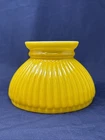 Vintage 6" Fitter Ribbed Yellow Milk Glass Student Lamp Shade 4” Tall NOS