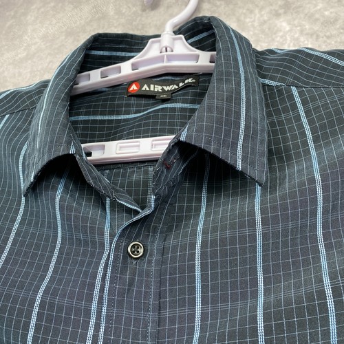 AIRWALK Button Shirt Mens XL Blue Plaid Short Sleeve Skater Casual Outdoors Gorp - Picture 5 of 9