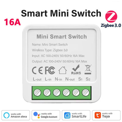 16A/20A Wifi / Zigbee 3.0 Mini Smart Switch Support 2-Way Control Smart Life APP