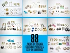 Vintage 88 Pairs Costume Pierced + Clip On Earrings Jewelry Lot