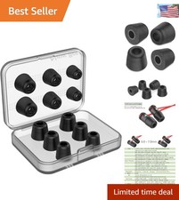 Replacement Earphone Tips - 12pcs S/M/L Black Memory Foam, Noise-Blocking Design