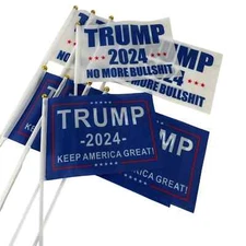 10x Trump 2024 Re-Elect Keep America Great Flags Mini Stick Flags Banner Decor