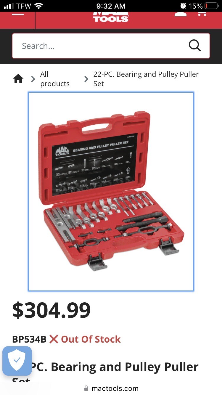 Mac Tools 22pc Bearing and Pulley Puller Set BP534B eBay