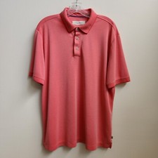 Tommy Bahama Shirt Men's L Coral 1/4 Button Polo Golf Fishing Outdoor Casual Fun