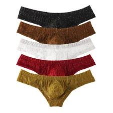 Men's Briefs Lace Boxers Shorts Sexy Pouch Trunks Breathable Low Rise Underwear