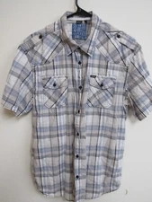 Buffalo by David Bitton Blue Plaid Short-Sleeve Button-Up Shirt XL