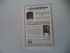 advertising Pubblicità 1933 LA VOCE DEL PADRONE RADIO R. 6 R6/GRAMMOFONO R.G. 60