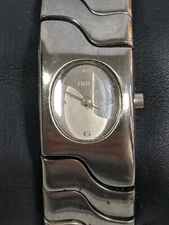 Timex Ying Yang Dial Gun Metal Gray Link Bracelet Band Watch 7 Inch