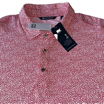 Cutter & Buck Men's Golf Polo Virtue Eco Pique Botanical Red MCK01161 NWT sz XXL