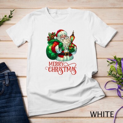 Jolly Stained Glass Santa Claus Christmas Graphic Tee Funny Unisex T-shirt