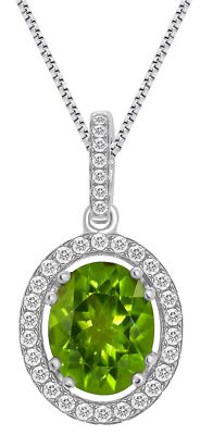 Halskette mit Anhänger 0,60 Karat Diamant kreiert weißer Saphir & Peridot Heiligenschein
