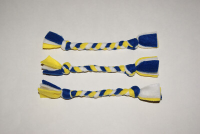 New Set of 6 Los Angeles Chargers Colored Handmade Braided Fleece Cat Toys   BCR