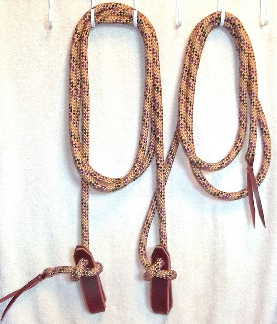 Mecate Rein Rope Slobber Straps Reins Cowboy Loop Buckaroo Trail tan multi color eBay