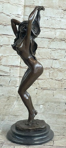 Erotic Nude Lady Bronze Sculpture Figurine Figure Signed Delore Statue Art Deco - Picture 3 of 7