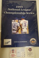 1988 NLCS Dodgers Mets Game 4 Championship Playoff Ticket Stub and Program
